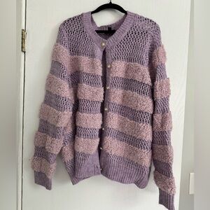 G by Giuliana Lavender Striped Cardigan